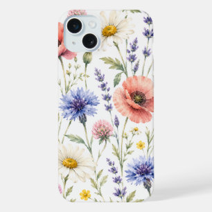 Watercolor Wildflower Meadow Floral iPhone 15 Plus Case
