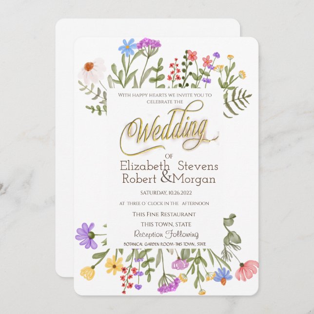 Watercolor Wildflower Meadow Invitation (Front/Back)