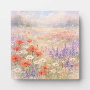 Watercolor Wildflower Meadow Scene Plaque