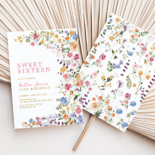 Watercolor Wildflower Meadow Sweet 16 Invitation