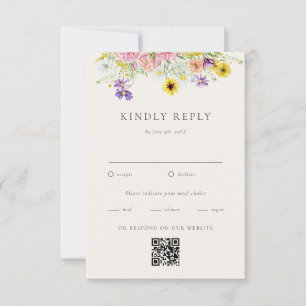 Watercolor Wildflower Meadow Wedding RSVP Card