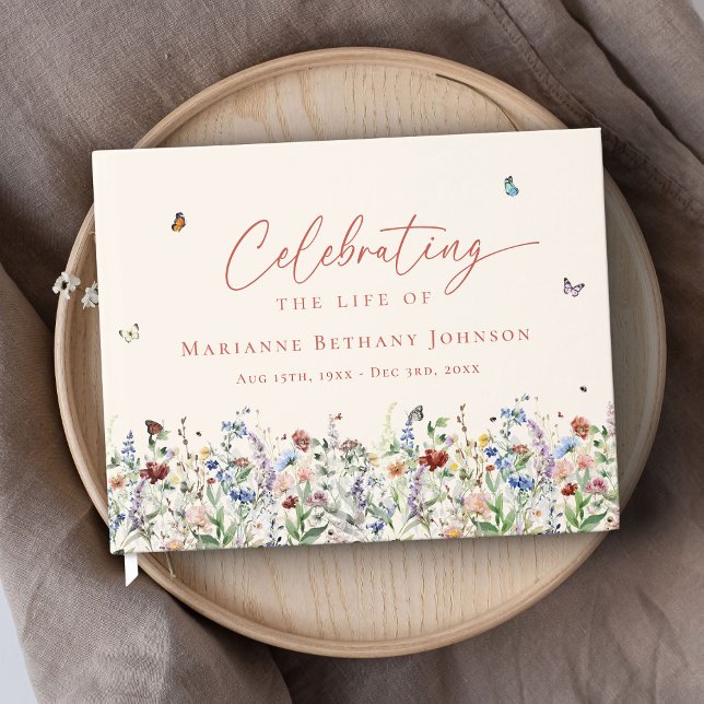 Watercolor Wildflower Memorial Celebration of Life Guest Book (Creator Uploaded)