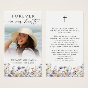 Watercolor Wildflower Memorial Funeral Prayer Card