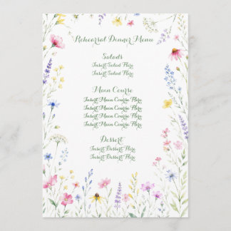 Watercolor Wildflower Menu