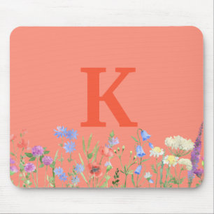 Watercolor Wildflower Monogram Mouse Pad