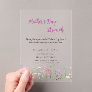 Watercolor Wildflower Mother's Day Brunch Acrylic Invitations