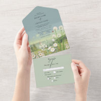Watercolor Wildflower Mountain Landscape Wedding