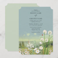 Watercolor Wildflower Mountain Landscape Wedding