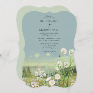 Watercolor Wildflower Mountain Landscape Wedding Invitation