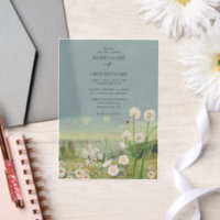 Watercolor Wildflower Mountain Landscape Wedding