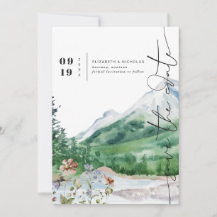 Watercolor Wildflower Mountain Save the Date