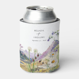 Watercolor Wildflower Mountain Wedding Favour Can Cooler