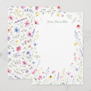 Watercolor Wildflower Notecard Stationary