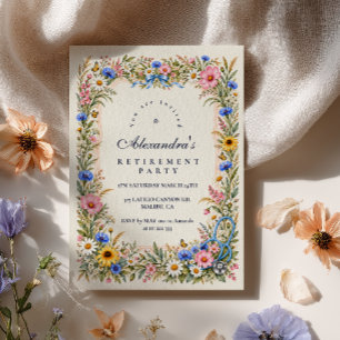 Watercolor Wildflower Nurse Retirement Party Invitation