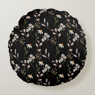  Watercolor WildFlower Pattern  Round Cushion