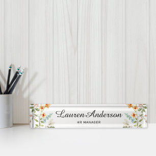 Watercolor Wildflower Personalised Nameplate