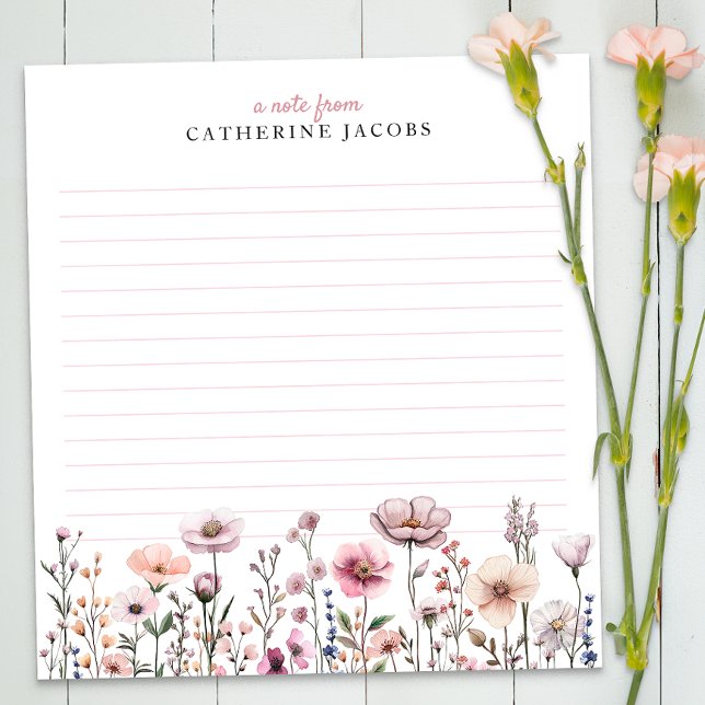 Watercolor Wildflower Personalised Notepad – Dusty (Floral Notepad)