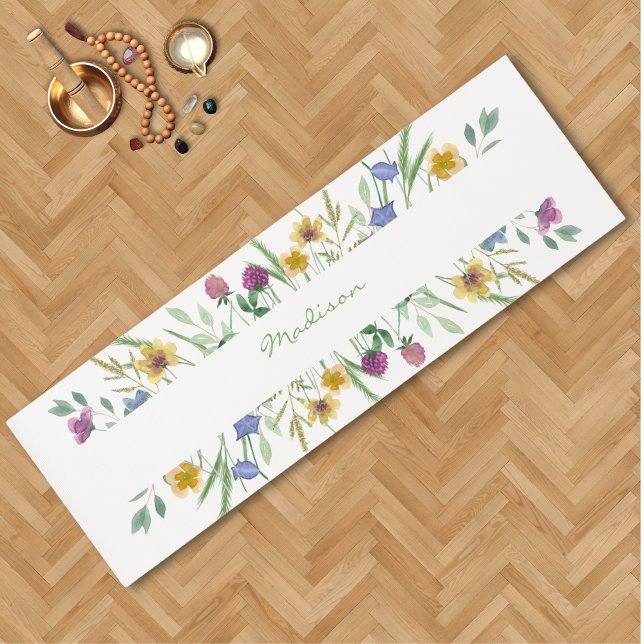 Watercolor Wildflower Personalised  Yoga Mat (Creator Uploaded)