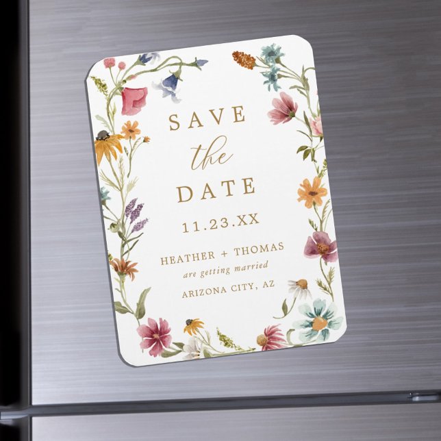 Watercolor Wildflower Photo Save the Date Magnet (Creator Uploaded)