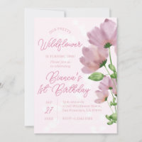 Watercolor Wildflower Pink 1st Birthday 