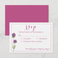 Watercolor Wildflower Pink Floral Wedding RSVP