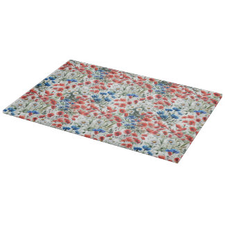 Watercolor Wildflower Poppy Daisy Cutting Board