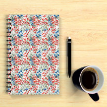 Watercolor Wildflower Poppy Daisy Spiral Notebook