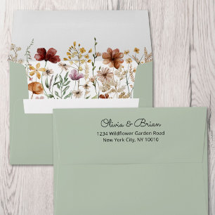 Watercolor Wildflower Pretty Floral Return Address Envelope