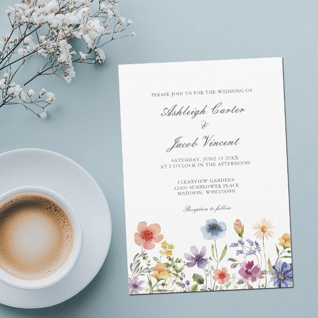 Watercolor Wildflower Pretty Spring Garden Wedding Invitation (Creator Uploaded)