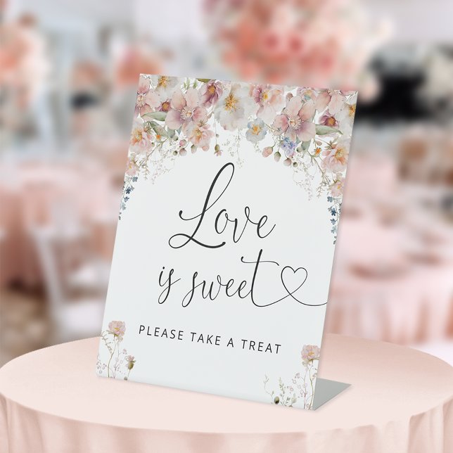 Watercolor Wildflower Purple Bridal Treat Pedestal Sign (Creator Uploaded)