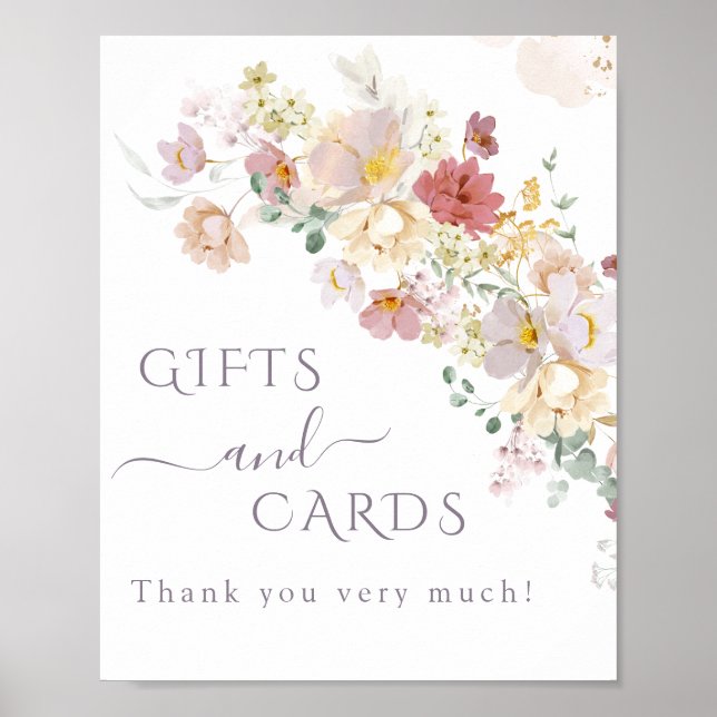 Watercolor Wildflower Purple Spring Bridal gift Poster (Front)