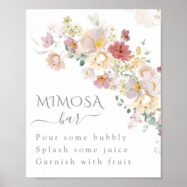 Watercolor Wildflower Purple Spring Bridal mimosa  Poster (Front)