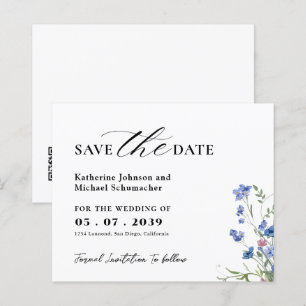 Watercolor Wildflower QRcode Wedding Save The Date