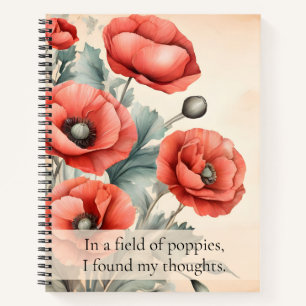 Watercolor Wildflower Red Poppies Summer Notebook