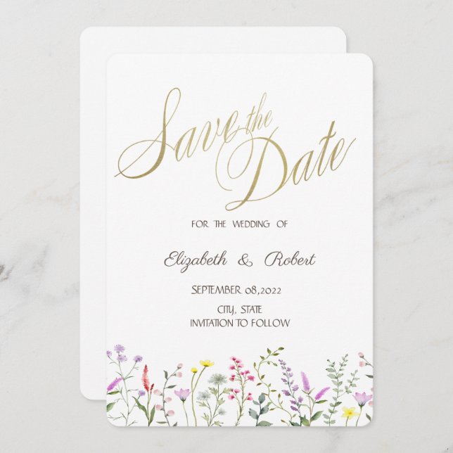 Watercolor Wildflower Save The Date (Front/Back)
