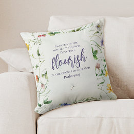 Watercolor Wildflower Scripture Cushion