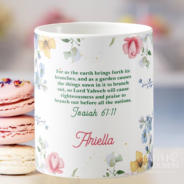 Watercolor Wildflower Scripture Personalised Coffee Mug (Creator Uploaded)