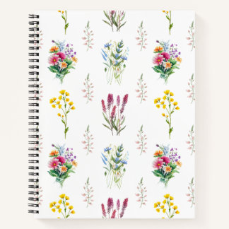 Watercolor Wildflower Seamless Pattern Notebook