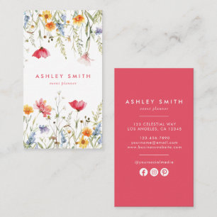 Watercolor Wildflower Social Media Business Card