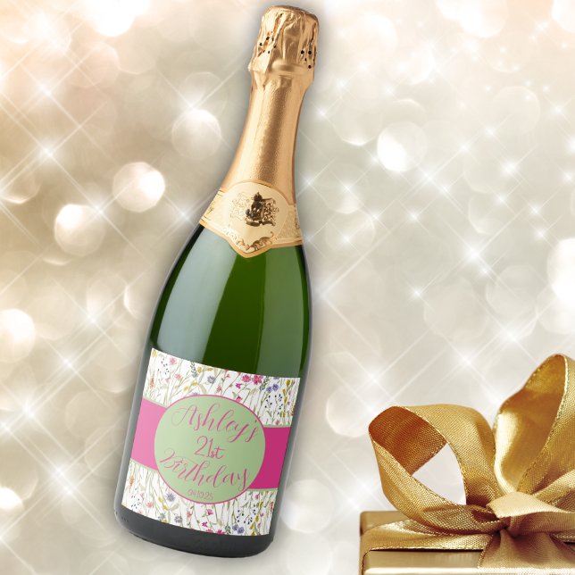 Watercolor Wildflower  Sparkling Wine Label (Creator Uploaded)