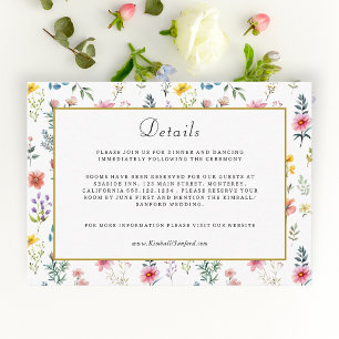 Watercolor Wildflower Spring Summer Wedding Enclosure Card