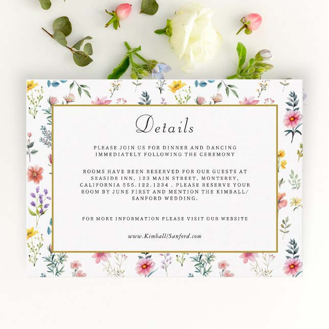Watercolor Wildflower Spring Summer Wedding Enclosure Card (Creator Uploaded)