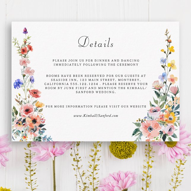 Watercolor Wildflower Spring Summer Wedding Enclosure Card (Creator Uploaded)