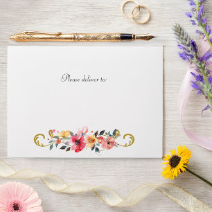 Watercolor Wildflower Spring Summer Wedding Envelope