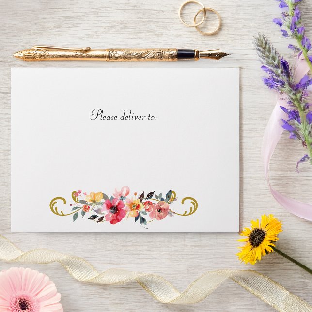 Watercolor Wildflower Spring Summer Wedding Envelope (Creator Uploaded)