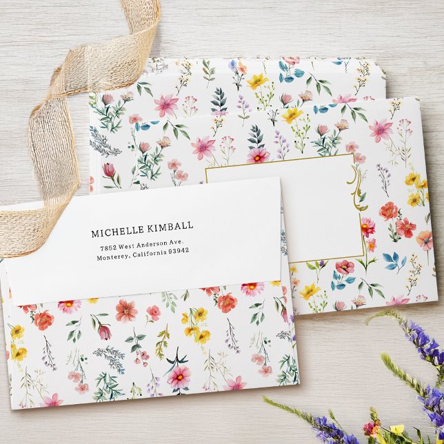 Watercolor Wildflower Spring Summer Wedding Envelope (Creator Uploaded)