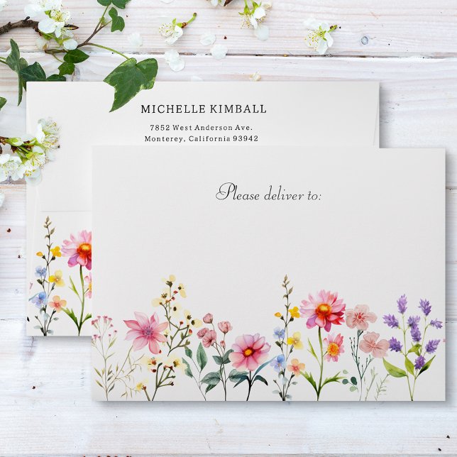 Watercolor Wildflower Spring Summer Wedding Envelope (Creator Uploaded)