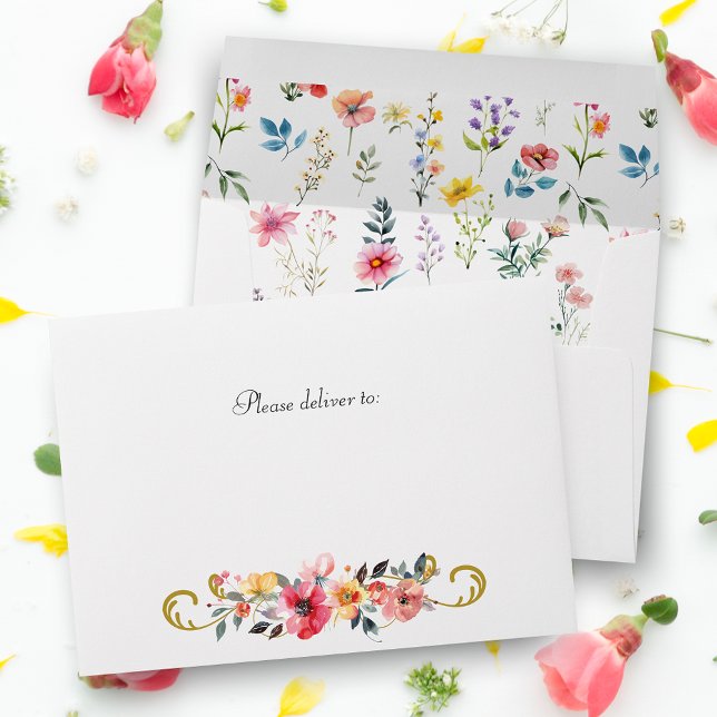 Watercolor Wildflower Spring Summer Wedding Envelope (Creator Uploaded)