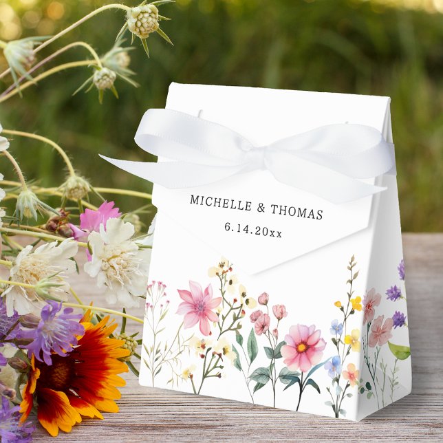 Watercolor Wildflower Spring Summer Wedding Favour Box (Creator Uploaded)