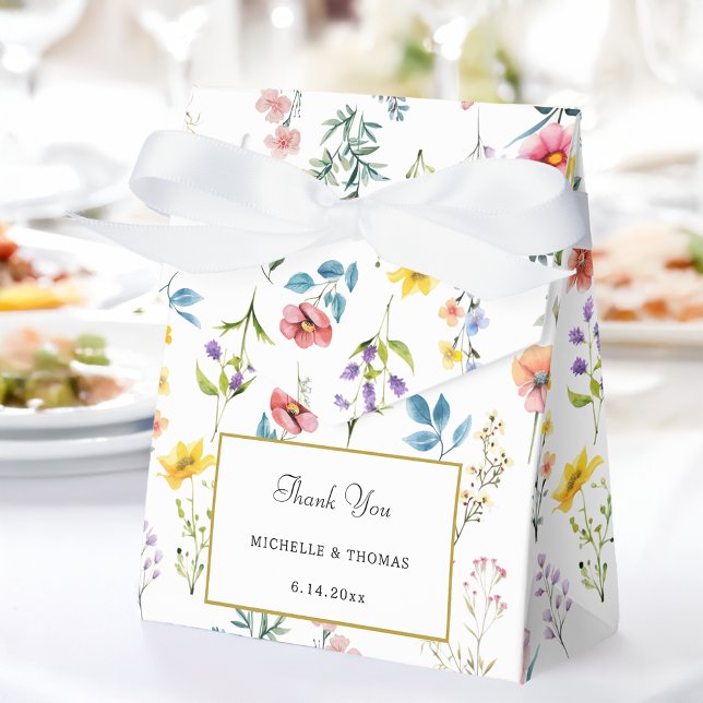 Watercolor Wildflower Spring Summer Wedding Favour Box (Creator Uploaded)